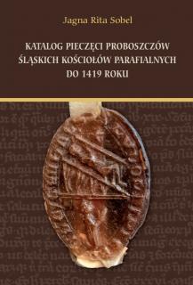 Brązowa okładka książki ze zdjęciem starej pieczęci woskowej na tle średniowiecznych liter. U góry imię autorki i tytuł publikacji.