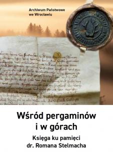 Okładka publikacji ze zdjęciem przedstawiającym stary dokument oraz pieczęć na tle lasu. U dołu na białym tle tytuł publikacji.